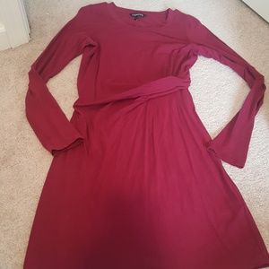 Women's long sleeved faux wrap dress